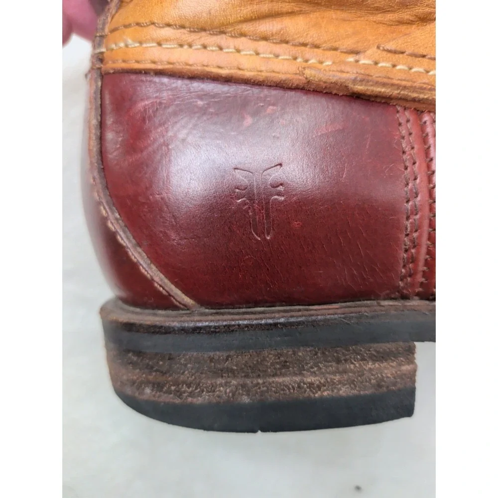 Frye Veronica Duck Engineer Shearling Lined Mid Shaft Boot Black Brown 6.5 Warm